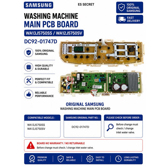 Original Samsung Washing Machine Main PCB Board DC92-01747D