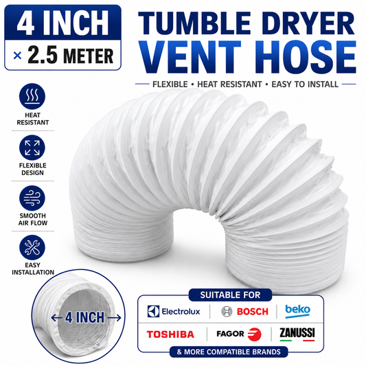 4 Inch x 2.5 Meter Tumble Dryer Vent Hose Dryer Exhaust Hose Electrolux Bosch Beko Fagor Toshiba EDV6051 EDS7051 EDV7051